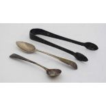 Geo III Old English pattern sugar tongs hallmarked London 1812 maker JB together with a  Geo III