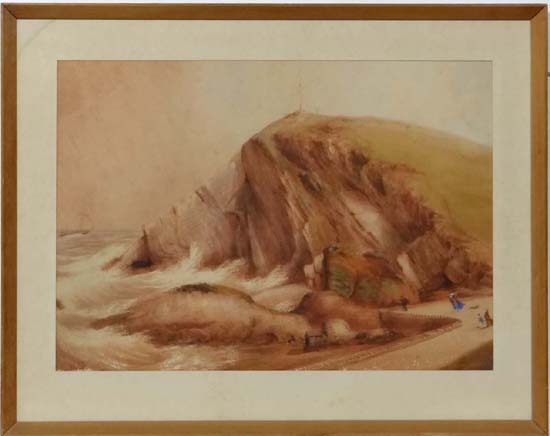 WJE 1836
Watercolour
South Coast beach and cliffs in a swell
Signed and dated lower left
16 1/2 x