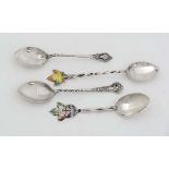 4 assorted silver teaspoons to include 1 x hallmarked Birmingham 1904 maker Joseph Gloster, 1 x