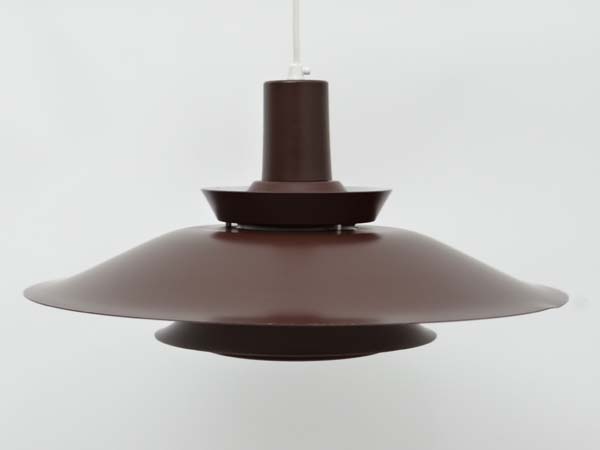 Vintage Retro :a Danish brushed brown louvred pendant light with white interior finish , 19 " - Image 5 of 10