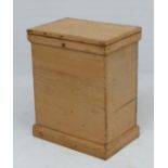 An unusual 19thC stripped pine hinged lidded box ( laundry box? ) 23" high x 18 1/4" wide x 1/2"