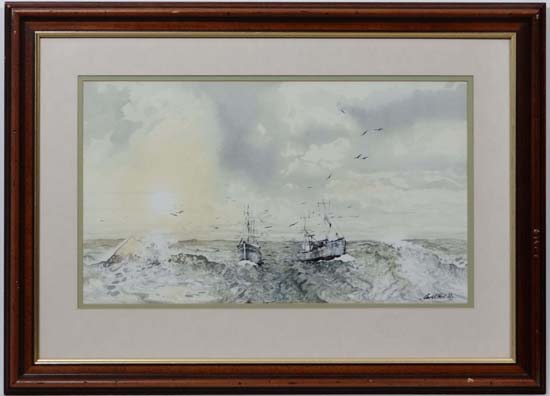 Carl R Paul '27
Watercolour
A pair of fishing Trawlers
Signed lower right
10 3/4 x 18 3/4"