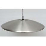 Vintage Retro : a Danish brushed Aluminium 'Space age' style pendant light having two low energy