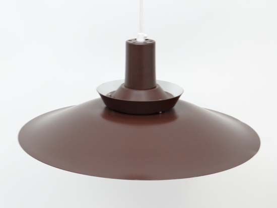 Vintage Retro :a Danish brushed brown louvred pendant light with white interior finish , 19 " - Image 9 of 10