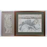 Maps: A Framed & mounted map of London Westminster & Yeborough of Southwarke with their suburbs.