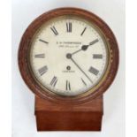 E.H. Thompson , London , oak 8" drop dial wall clock  : an 8 day circa 1865 timepiece signed ' EH