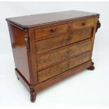 A French Mahogany c.1890 chest of drawers / commode comprising 2 short drawers over three