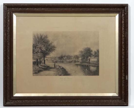 After R F McIntyre ( active 1897)
Pair monochrome engravings
' With the Stream , The Thames at Kew ' - Image 4 of 5