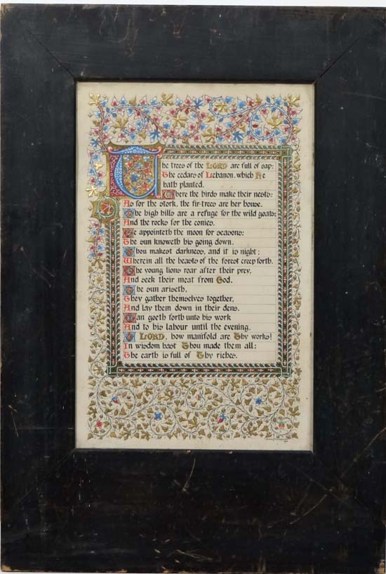 Illuminated Manuscript ;
Sydney Farnsworth 1908
A poem
With gold, blue , red and white
14 1/2 x 9