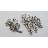 Paste jewellery : 2 early 20thC floral sprig brooches The largest 3 1/4" high 

 CONDITION: Please