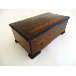 A Victorian inlaid walnut music box case with strung and cross banded decoration 19 1/2 wide.