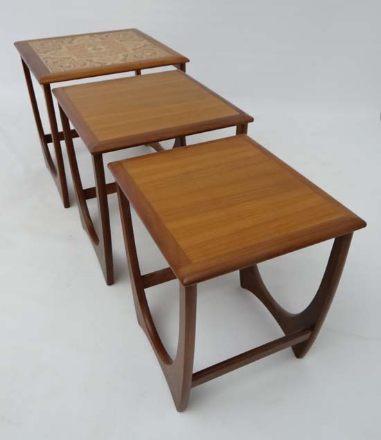 Vintage Retro :  a British  G-Plan nest of 3 tables (no. 3552D) with ceramic tile top inlay circa - Image 3 of 5
