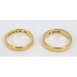 Two 22 ct gold wedding bands (12g) CONDITION: Please Note -  we do not make reference to the