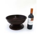 A 19thC walnut Wassail like pedestal bowl with foot 12" diameter  CONDITION: Please Note -  we do