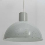 Vintage Retro : a Danish Fog & Morup pendant light of white semi- domed form, labelled within ,