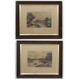 After R F McIntyre ( active 1897)
Pair monochrome engravings
' With the Stream , The Thames at Kew '