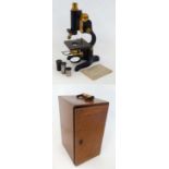 Microscope : a mahogany cased Monocular Reflecting Microscope by ' W Watson & Sons Ltd London no.