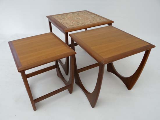 Vintage Retro :  a British  G-Plan nest of 3 tables (no. 3552D) with ceramic tile top inlay circa - Image 4 of 5