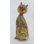 Millefiori Glass : A Millefiori glass model of a seated cat 4 3/4" high  CONDITION: Please Note -