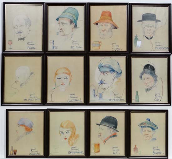 XX cartoons circa 1930
Watercolours
' Drinks & Drinkers ' to include :
' Guinness '
' Scotch '
'