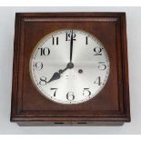 Circa 1920s Oak Cased 8 Day Striking Wall Clock : an oak cased 9" clock striking on a coiled gong