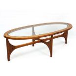 Vintage Retro :  a British G-PLAN  circa 1969 Oval glass topped table , no. 8050 (Astro style)