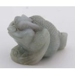 Jade three legged Toad : a depiction of Jin Chan also known as Zhaocai Chan Chu ( wealth beckoning