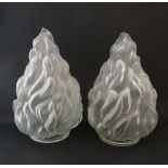 A pair of large glass light shades of flame form. Each approx 9 1/2" high  CONDITION: Please Note -