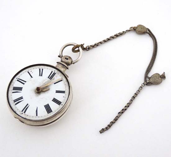 Verge Pocket watch : ' Pearson , Louth '. A hallmarked Silver key wind pocket watch with ornate - Image 17 of 21