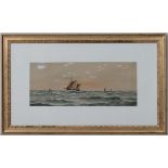 J Russell XX Maritime,
Watercolour and gouache,
A fishing boat at sea with others,
Signed lower