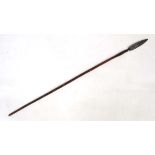 Ethnographic : Native Tribal South African Zulu spear , formed as a metal flanged spear head fixed