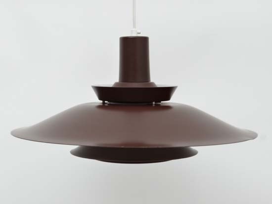 Vintage Retro :a Danish brushed brown louvred pendant light with white interior finish , 19 " - Image 10 of 10