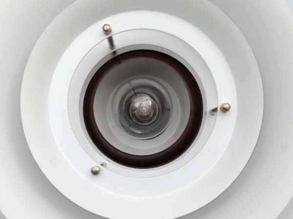 Vintage Retro :a Danish brushed brown louvred pendant light with white interior finish , 19 " - Image 3 of 10