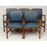 Vintage Retro : a set of British Teak chairs (5) , marked LM  Furnishings Wallingford , all with