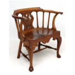 A c.1800  open armed mahogany single chair with cabriole front legs, and turned spindles ( of