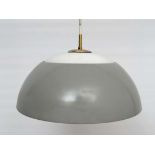 Vintage Retro : A Swedish pendant light having a frosted white glass centre and grey painted