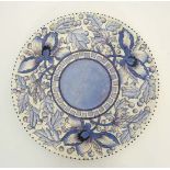 A c1950s ' Blue Peony ' Bursley Ware charger designed by Charlotte Rhead . Pattern TL43. Tube