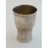 Mogens Ballin ( 1871-1914) Danish : a silver christening beaker with cabochon semi-precious stone