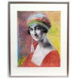 Count Mario Grixoni ( 1879-1946) Italian,
Pastels,
Portrait of a Young lady 1924,
Signed and dated