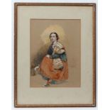 XIX Italian / Neopolitan School,
Watercolour and Gouache,
Portrait of a seated Neapolitan Girl,
14