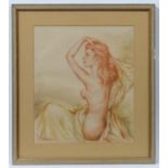 V . Ostoya Russian
Pastel
Seated nude
Signed lower left
13 3/4 x 12 "  CONDITION: Please Note -