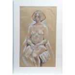 Neil Wardle XX,
Charcoal and chalk,
Seated Nude ,
Signed in pencil lower right,
31 3/4 x 19 1/4",