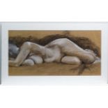 Neil Wardle XX,
Charcoal and chalks,
Reclining Nude ,
Signed in pencil lower right,
15 3/4 x 32 1/