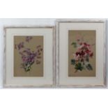 R Salwey,
French School
A pair of 19th C watercolours on brown paper in vintage frames,
''