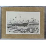 Lawrence A Sandy XX,
Lithograph marine print 15/600,
' The Spithead Jubilee showing the Fleet