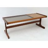 Vintage Retro : a British G-Plan Long John occasional table with tinted glass and ceramic tile