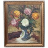 J Thys early XX,
Oil on canvas,
Still life of Chrysanthemums in a vase,
Signed lower left,
25 x 21