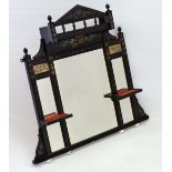 An Aesthetic Movement over mantle mirror the central mirror flaked by two smaller mirrors with