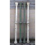 Garden and Architectural : A set of 4 Victorian painted cast iron reeded columns for a London