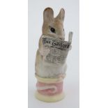 A Beswick Beatrix Potter figure of '' Tailor of Gloucester '' with gold oval back stamp. 4 1/2''